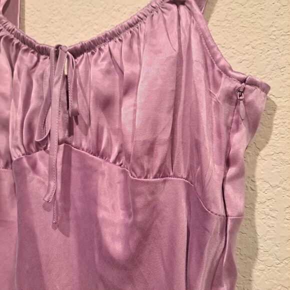 Madewell Square Neck Midi Dress Lilac Satin sleeveless adjustable size 6 new NWT - Picture 8 of 16